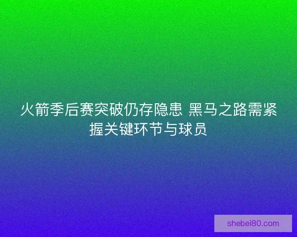 火箭季后赛突破仍存隐患 黑马之路需紧握关键环节与球员
